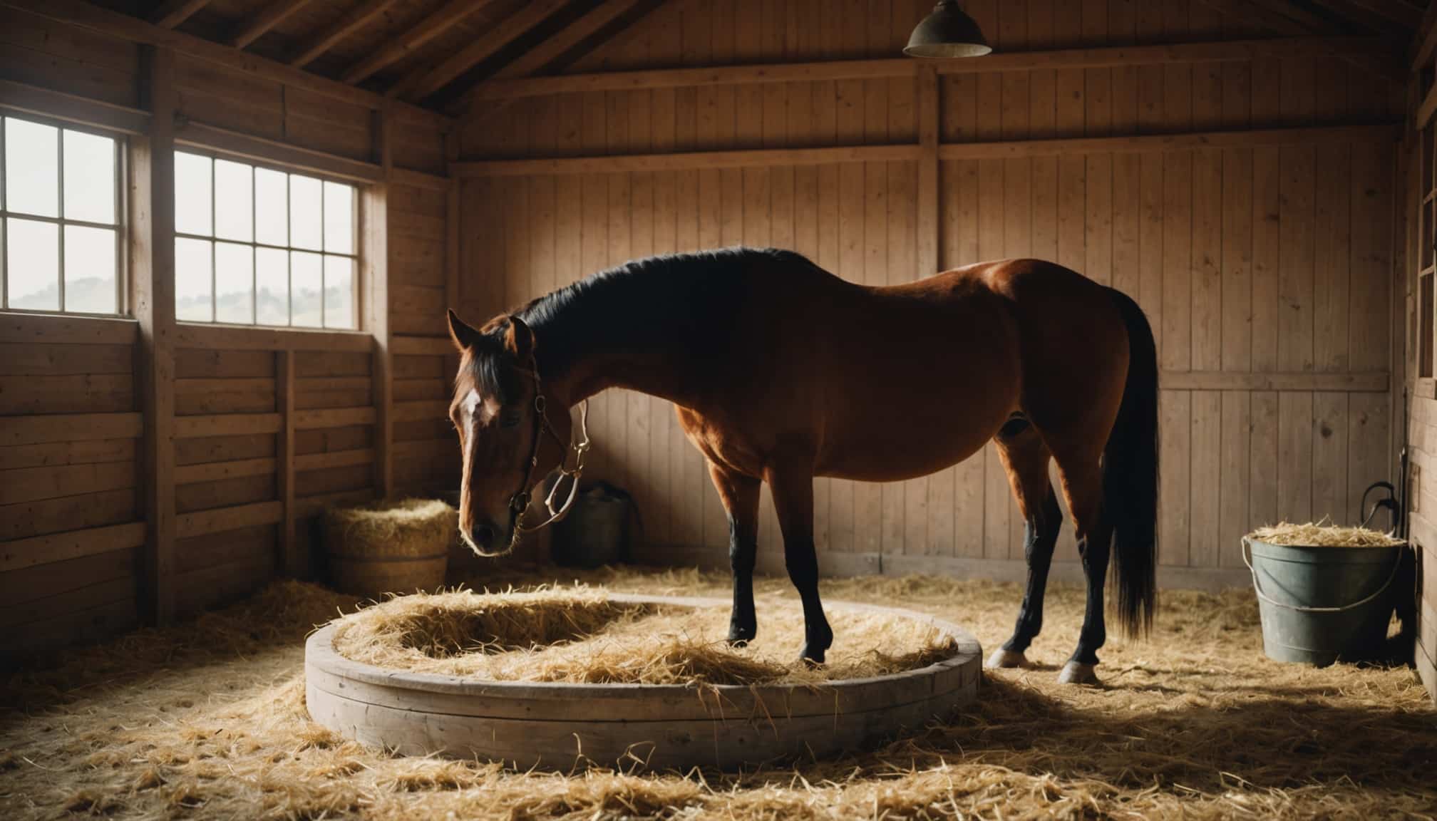 Cheval en bonne santé recevant des soins attentifs