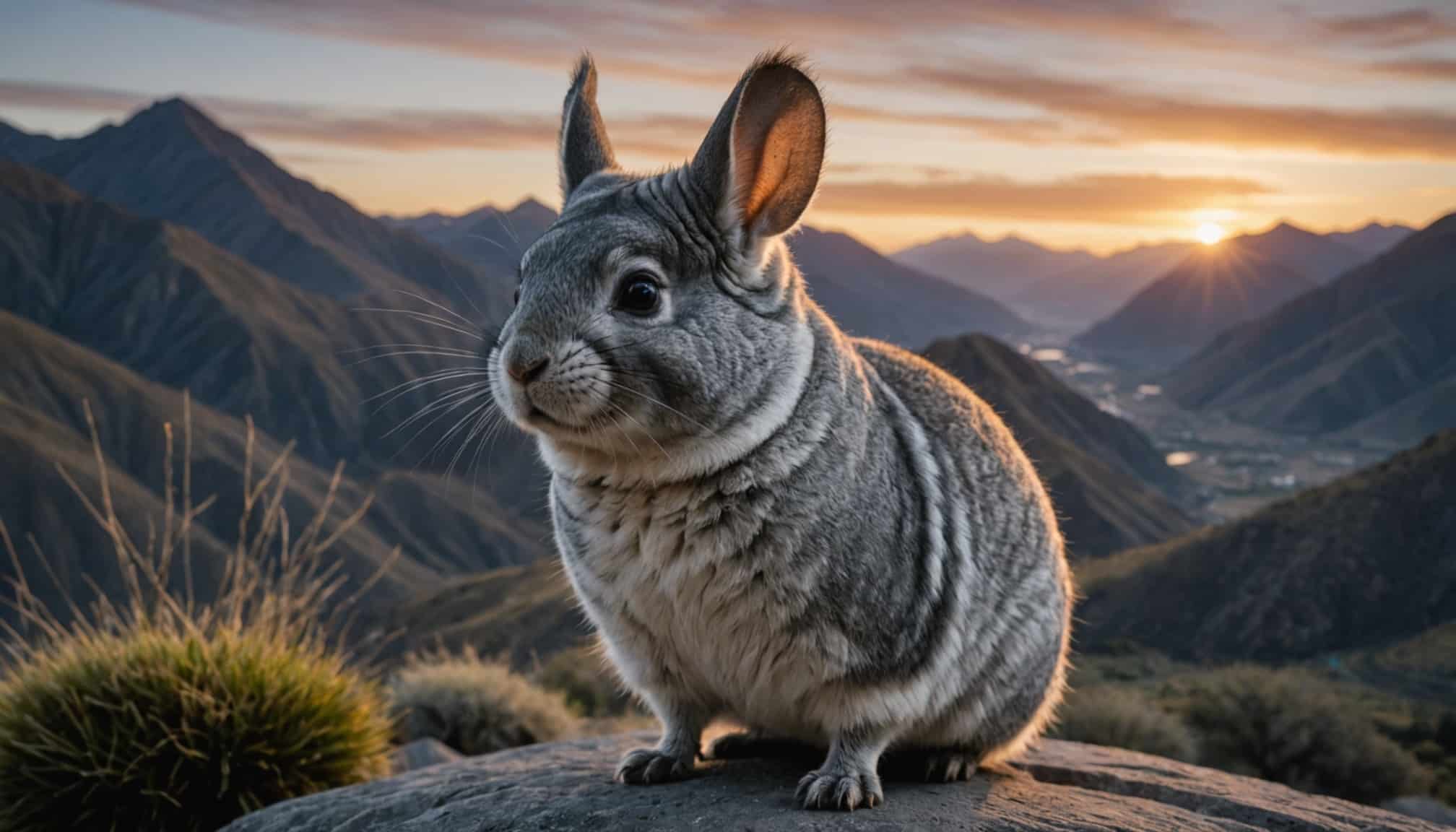 Chinchilla à queue courte sur un fond naturel