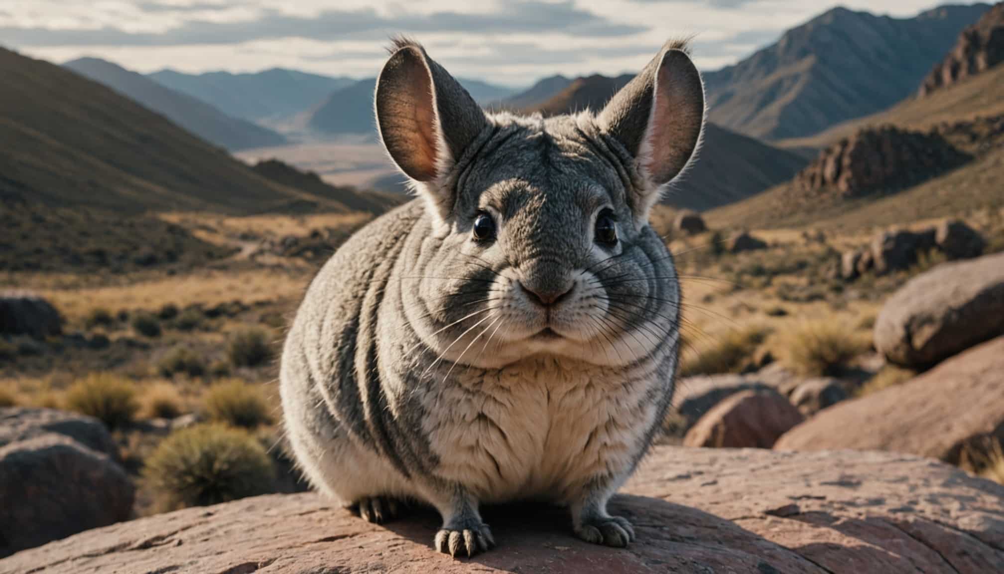 Chinchilla à queue courte sur un fond naturel  
Mignon chinchilla aux caractéristiques uniques