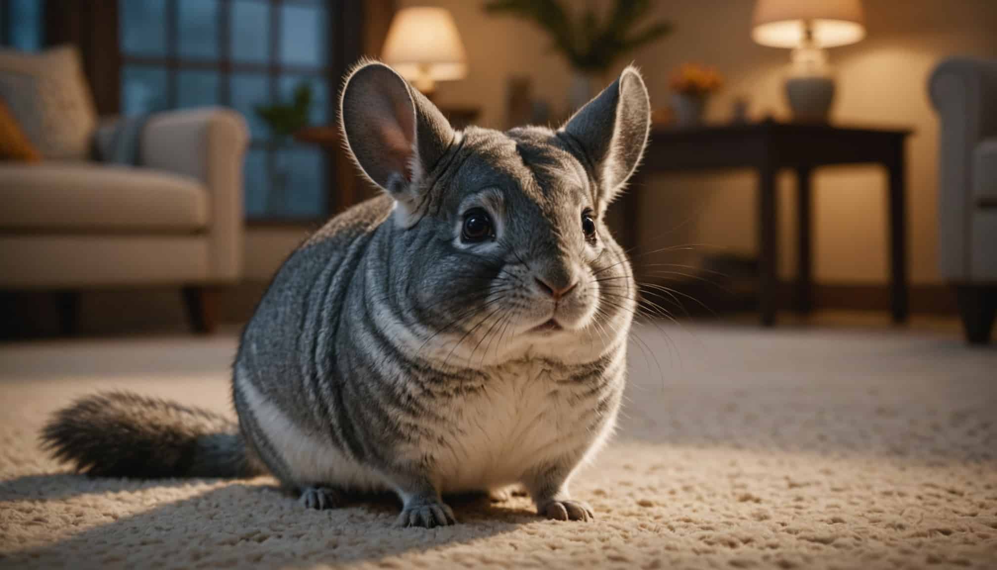 Chinchilla petit rongeur aux grandes oreilles joue