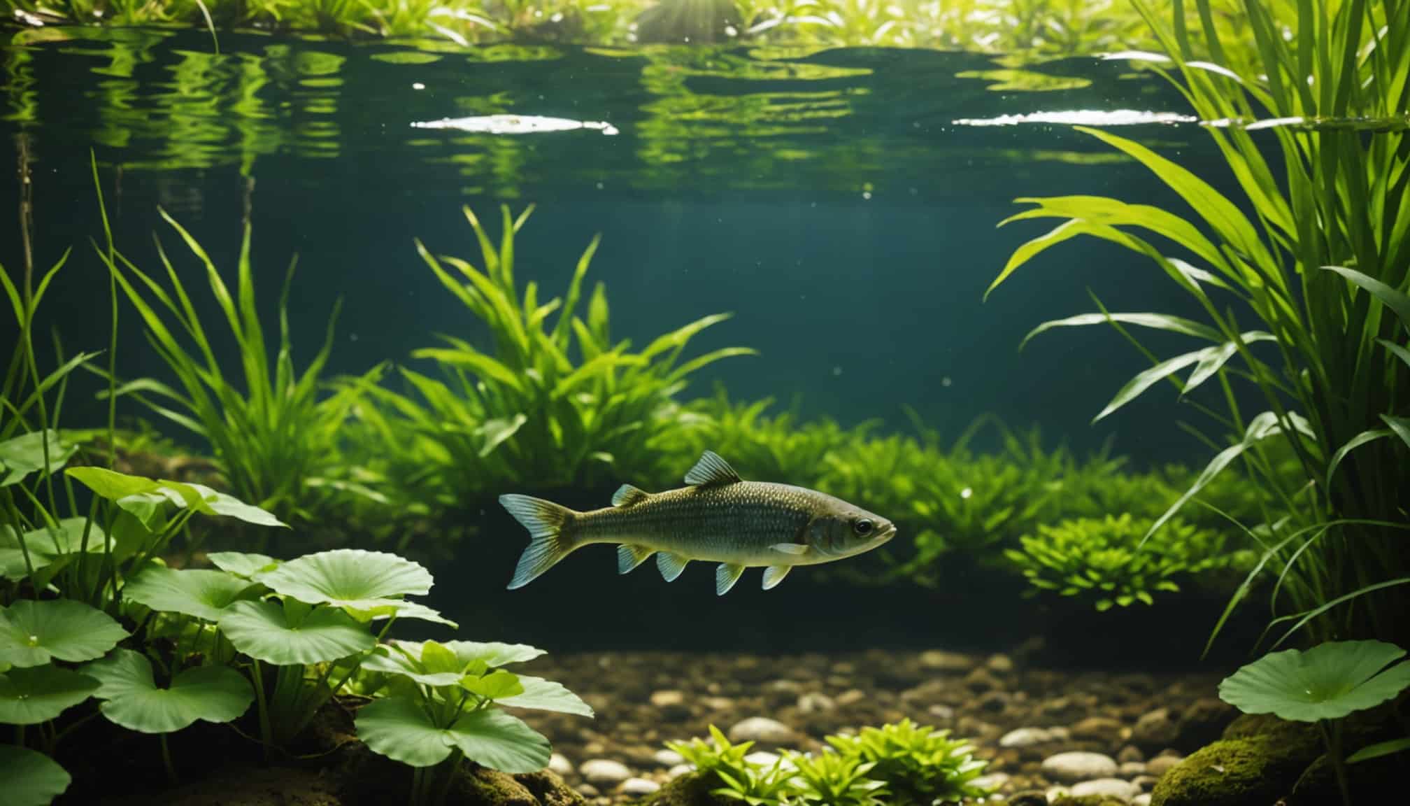 Poisson coloré nageant dans un bassin extérieur  
Espèces aquatiques adaptées à un jardin d'eau