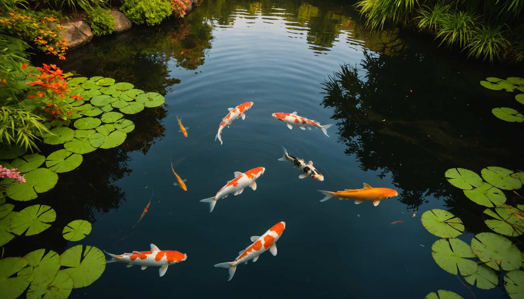 Poisson de bassin nageant à la surface de l'eau