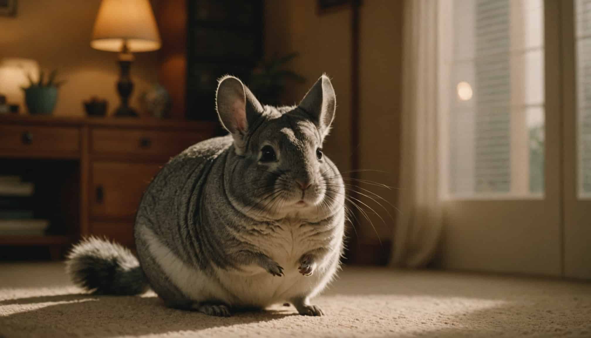 Rongeur doux aux pelage soyeux dans un intérieur  
Chinchilla au pelage d'une douceur inégalée à la maison
